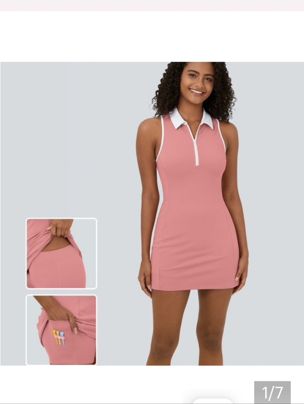 Sleeveless Zip Polo Dress in Dusty Rose